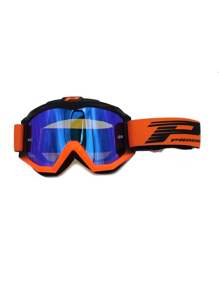 Gafas PROGRIP 3201FL-366 negro naranja fluorescente cristal azul espejo