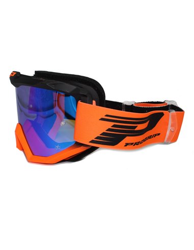 Gafas PROGRIP 3201FL-366 negro naranja fluorescente cristal azul espejo