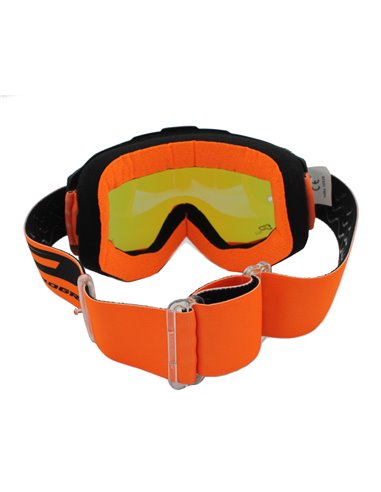 Gafas PROGRIP 3201FL-366 negro naranja fluorescente cristal azul espejo