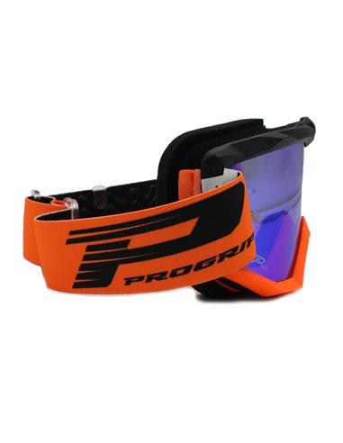 Gafas PROGRIP 3201FL-366 negro naranja fluorescente cristal azul espejo