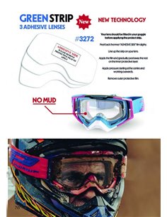 Pack de 3 Green Strip anti barro y anti scratch 3272 para gafas PROGRIP