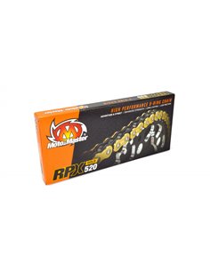 Cadena RPX-520G MOTOMASTER dorada con retenes X-Ring 120 pasos