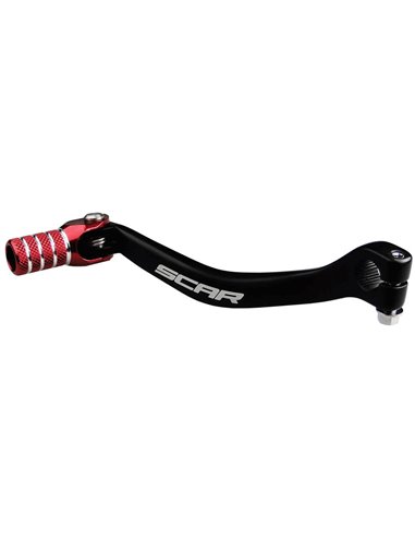 Shift pedal SCAR matte black Honda CR125R red tip