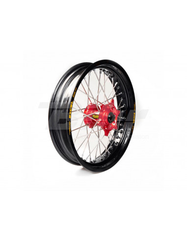 Haan Wheels roue complète jante noire 17-3,50 moyeu rouge 1 15006/3/6