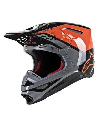 Capacete Alpinestars Supertech M8 Triplo Brilhante para Motocross | Cinza | Orange | Preto 2X