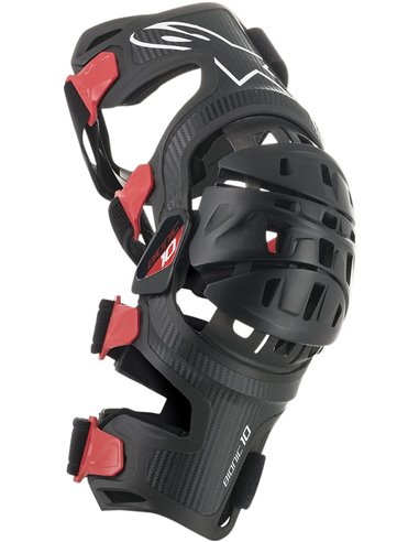 Genollera ortopèdica Bionic-10 Carbon dreta Negre / Vermell Large Alpinestars 6.500.319-13-L