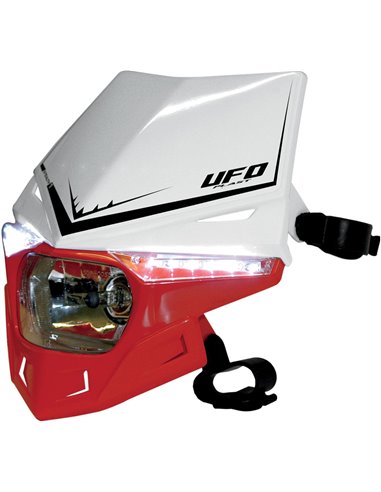 Stealth Headlight Holder (12V-35W & Led) Dual Color white-Crf-Red UFO-Plast PF01715-W070