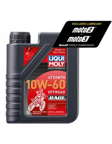 Bottiglia di 1L olio Liqui Moly 100% sintetico 4T Synth 10W-60 Off road Race 3053 Garrafa de 1L óleo Liqui Moly 100% sintético 4