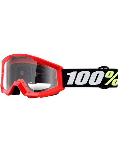 Gafas de motocross 100 % Strata Mini Grom Rojo con cristal transparente 50600-003-02
