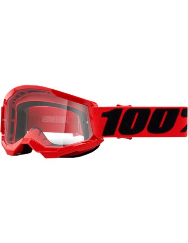 Óculos de motocross 100% Strata 2 infantil Vermelho Transparente 50521-101-03