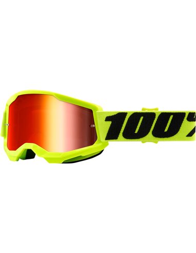 Masque Motocross 100% Strata 2 Enfant Jaune Miroir Rouge 50521-251-04