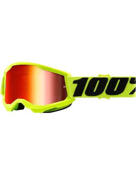 Óculos de motocross 100% Strata 2 infantil Yellow Mirror Red 50521-251-04