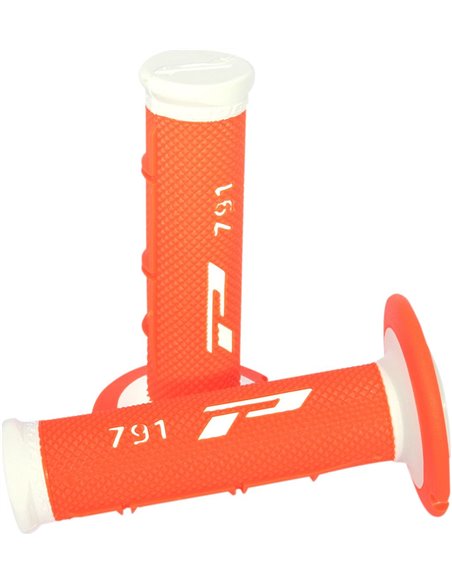 Punhos Offroad de Dupla Densidade 791 Closed End Branco / Fluo Laranja PRO GRIP PA079100BIAF
