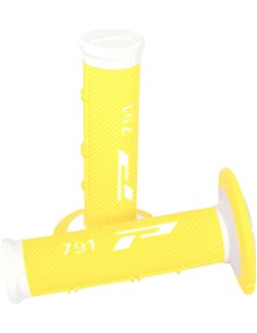 Poignées Offroad Double Density 791 Closed End Blanc / Jaune Fluo PRO GRIP PA079100BIGF