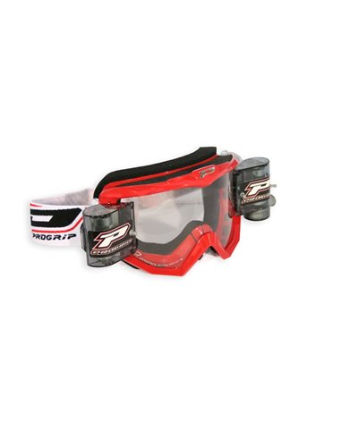 Masque Motocross Mx / Enduro Avec Roll Off Red 3208 Verre Transparent PRO GRIP 3201RORO
