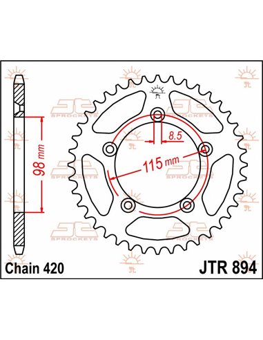 Couronne JTR894.48 48 dents 420 PITCH NATURAL C49 HIGH CARBON STEEL