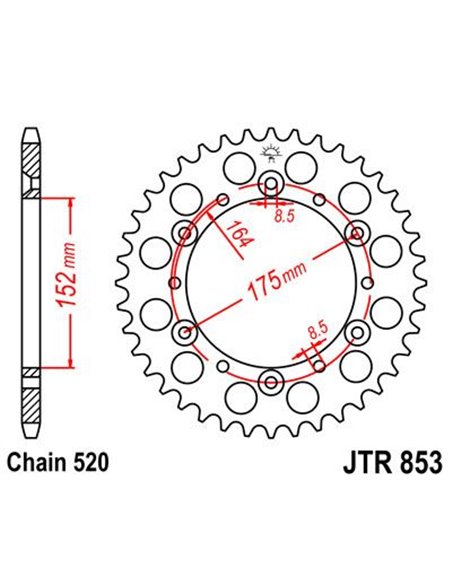 Couronne JTR853.38 38 dents 520 PITCH BLACK C49 HIGH CARBON STEEL
