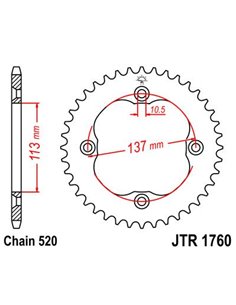 Rear sprocket JTR1760.35 35 teeth 520 PITCH BLACK C49 HIGH CARBON STEEL