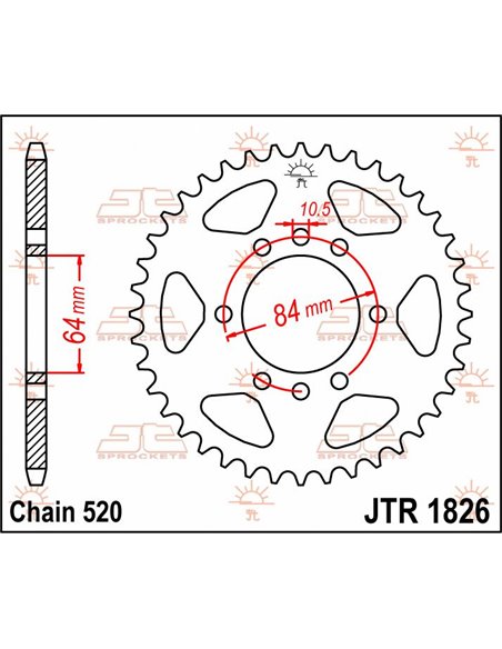Corona JTR1826.37 37 dents 520 PITCH BLACK C49 HIGH CARBÓ STEEL