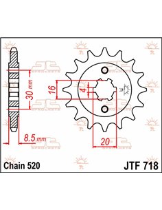 Piñón d'atac JTF718.12 12 grans 520 PITCH NATURAL chromoly STEEL ALLOY