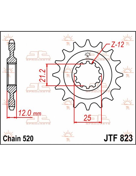 Piñón de ataque JTF823.15 15 dientes 520 PITCH NATURAL CHROMOLY STEEL ALLOY