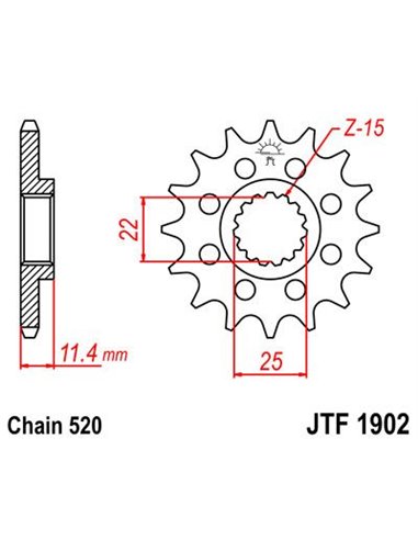 Piñón d'atac JTF1902.13 13 dents 520 PITCH NATURAL SCM420 chromoly STEEL ALLOY