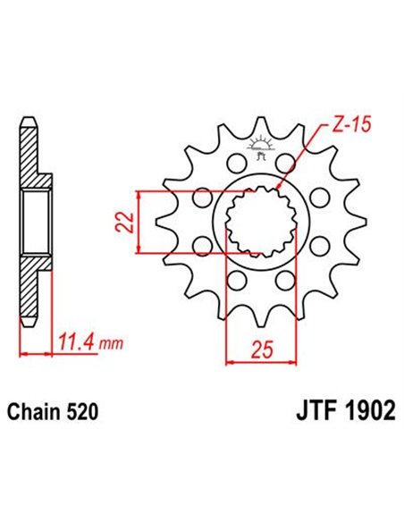Piñón d'atac JTF1902.13 13 dents 520 PITCH NATURAL SCM420 chromoly STEEL ALLOY
