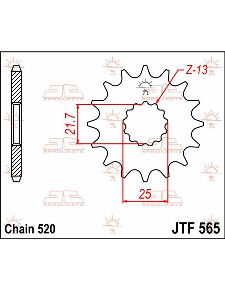 Piñón de ataque JTF565.17 17 dientes 520 PITCH NATURAL CHROMOLY STEEL