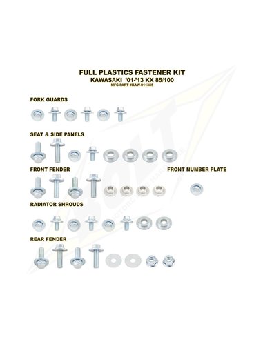 Kit Sujeción Plásticos KX85/100(01-13) Bolt KAW-011385