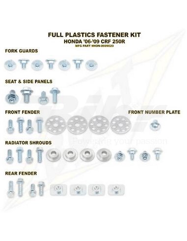 Bolt plastic hardware kit 00-07 CR125 / 250 00-04 CRF450R