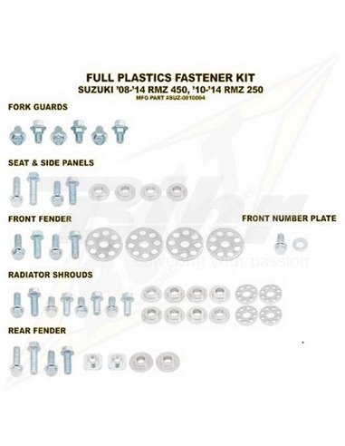 Kit tornillería de plástica Bolt 08-13 RMZ450 10-13 RMZ250 Bolt SUZ-0810004