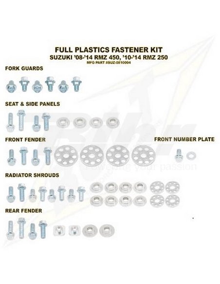 Kit cargols de plàstica Bolt 08-13 RMZ450 10-13 RMZ250