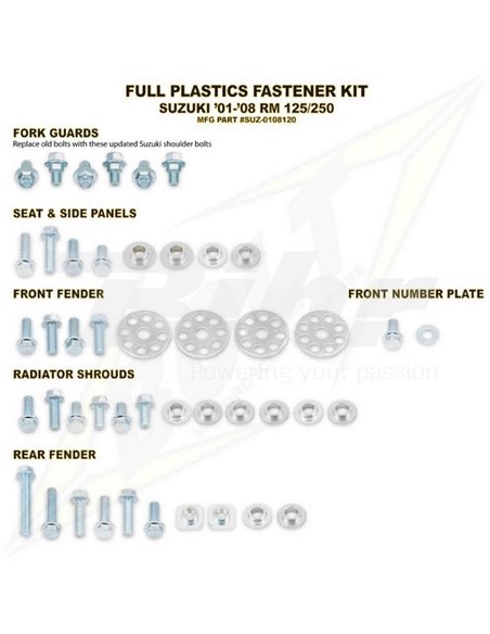 Kit tornillería de plástica Bolt SUZ 01-08 RM125/250 Bolt SUZ-0108120