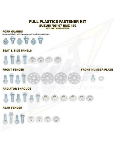 Kit tornillería de plástica Bolt SUZ 05-07 RMZ450 Bolt SUZ-0507004
