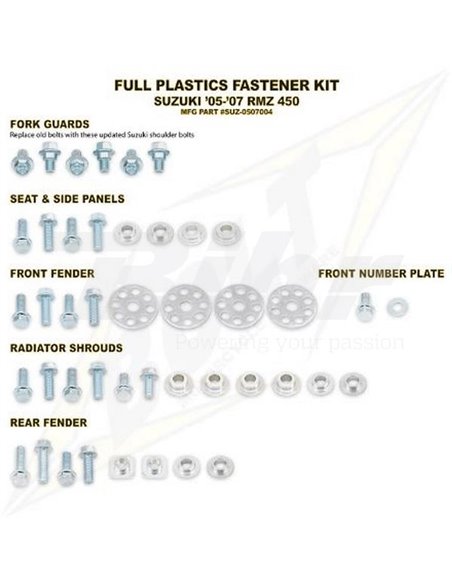 Kit de visserie plastique Bolt SUZ 05-07 RMZ450