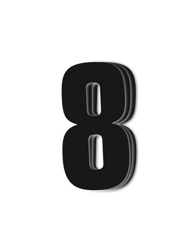 Duas séries número 8 Black Blackbird Racing 5048-20-8 Pacote de 3 adesivos