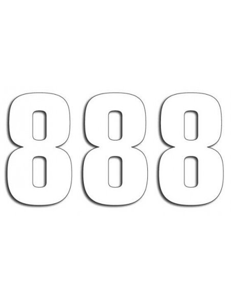Paquete de 3 adhesivos Two Series Number 8 White Blackbird Racing 5048-10-8