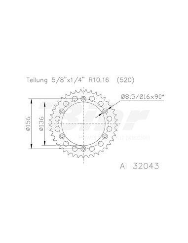 Corona ESJOT Aluminio 51-32043 52 dientes