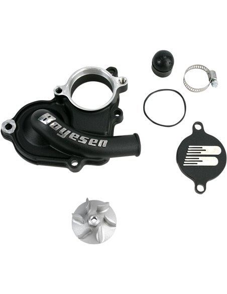 Kit de hélice e tampa da bomba de água Boyesen Aluminum Black Supercooler WPK-26AB