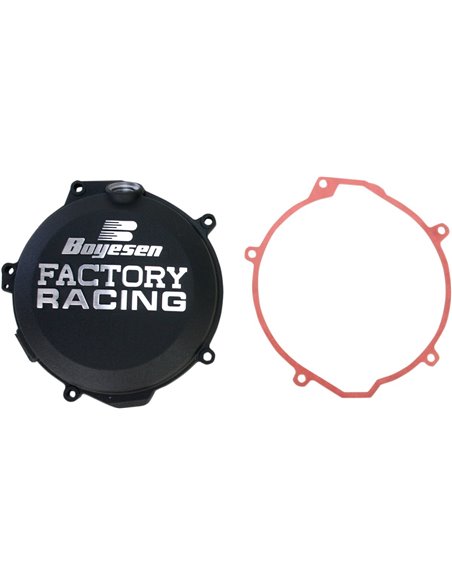 CLUTCH COVER FACTORY RACING ALUMINUM REPLACEMENT POWDER-COATED BLACK BOYESEN CC-44AB