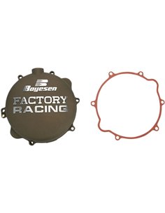 CLUTCH COVER FACTORY RACING ALUMINUM REPLACEMENT SILVER | BLACK BOYESEN CC-42M