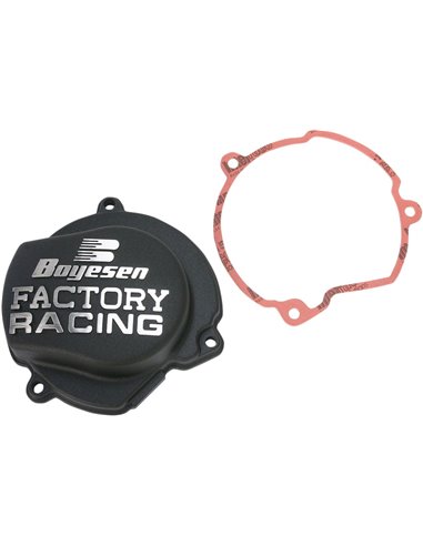 IGNITION COVER FACTORY RACING ALUMINUM REPLACEMENT POWDER-COATED BLACK BOYESEN SC-40AB