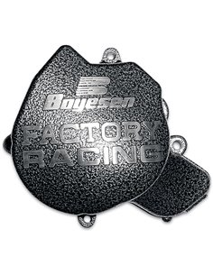 Tapa de encendido de aluminio Boyesen Factory Racing color plateado - negro SC-44