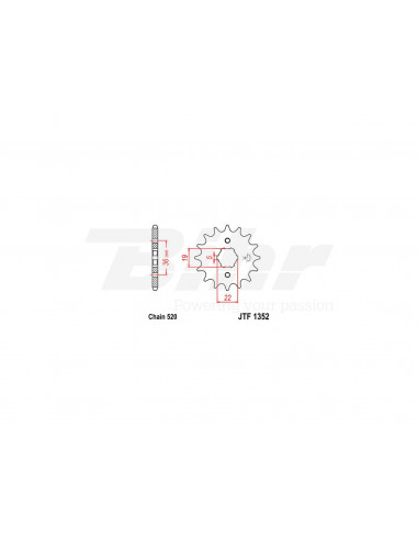 JT 1352 steel front drive sprocket with 12 teeth