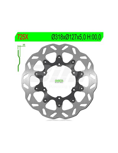 Brake disc NG wavy 725X Ø320 x Ø127 x 5
