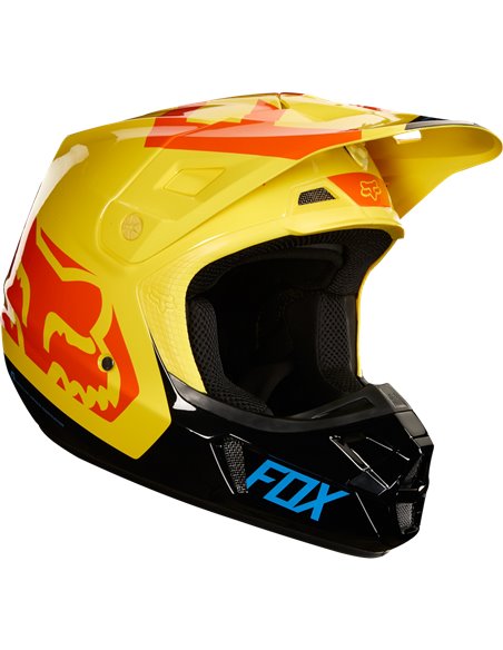 Casco Motocross Fox V2 2018 Preme black/yellow Talla S Outlet