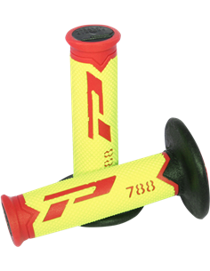 Punhos Offroad de densidade tripla 788 Closed End Vermelho / Amarelo Fluo / Preto PRO GRIP PA078800RGFN