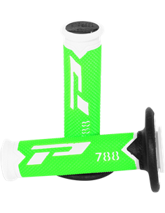 Punhos Offroad de densidade tripla 788 Closed End Branco / Preto / Verde Fluo PRO GRIP PA078800WVFN