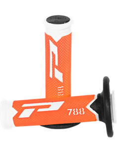 Punhos Offroad de densidade tripla 788 Closed End Branco / Preto / Fluo Laranja PRO GRIP PA078800WAFN