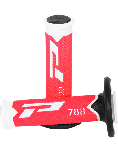 Poignées Offroad Triple Density 788 Closed End Blanc / Noir / Rouge PRO GRIP PA078800WRN